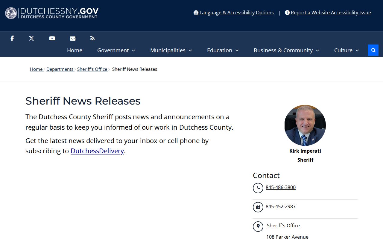 Dutchess County official sheriff arrest news-release archive