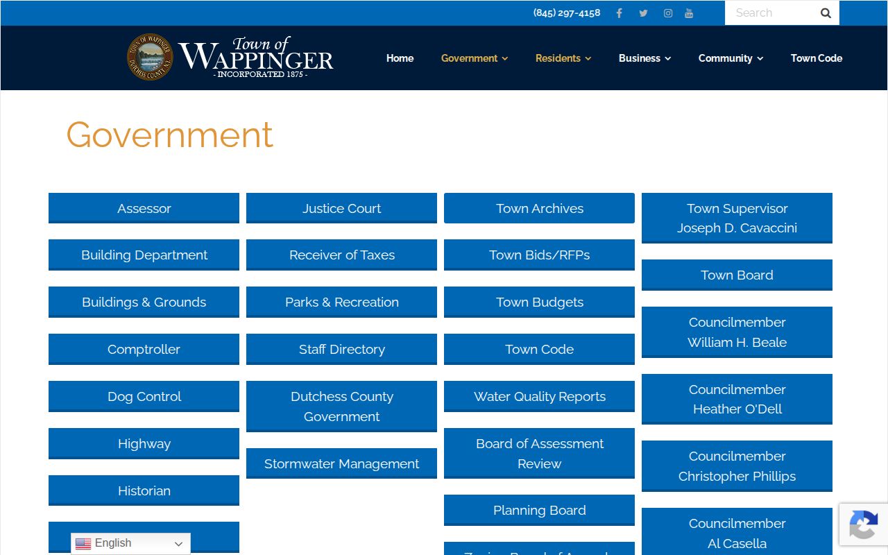 Town of Wappinger government directory for arrest-record jurisdiction